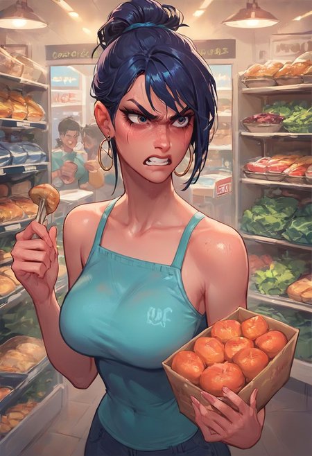 score_9, score_8_up, score_7_up, score_6_up, people fighting in a grocery store, angry vicious,  gory ,