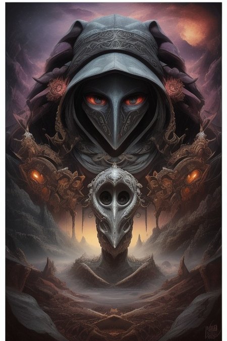 very detailed awesome plague doctor, magical landscape with enchanted elements, fantasy art style, intricate details, ultra sharp, exquisite detail, flawless composition, vivid colors, masterpiece, exciting background,  <lora:novuschroma18 style_b:0.95> novuschroma18 style