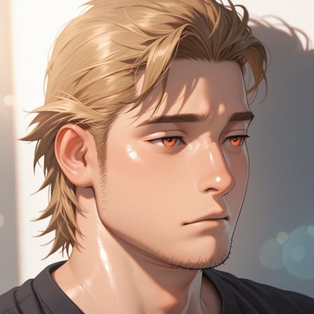 masterpiece, best quality, amazing quality, absurdres, newest, detailed background, definition so sharp, Ultra-HD, 8K cinematic, very awa, impressionate, amazing quality, highres, 
solo, male focus, manly, plump, shadow, shiny skin,
ekusoushizumu, ekusou_brunette, ekusou_orange eyes, 1boy, short hair, sideburns, stubble, soft_focus, ethereal, dreamy, pastel_colors, bokeh, blurry_background, gentle_expression, serene, melancholy_beauty, subtle_glow, airy, wispy_hair, close_up, portrait