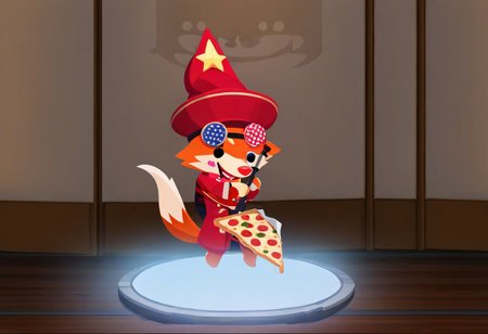 Super Animal Royale, detailxl, score_9, score_8_up, score_7_up, score_6_up, score_5_up,, detailed eyes, detailed face, detailed hands, top down full body view,  NightScapes, pizza, fox, cozy atmosphere, creative light overlay, 4k, masterpiece, (masterpiece), best quality, (4K), (cinematic lighting), highly detailed, 8K, UHD, ultra detailed, immersive picture, vivid colors, volumetric light, cinematic light, extremely detailed CG,