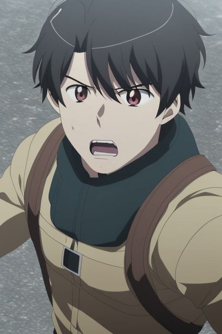 high resolution, solo, best quality, 1Boy, Inaho Kaizuka, Black Hair, anger, fight, OverallDetail