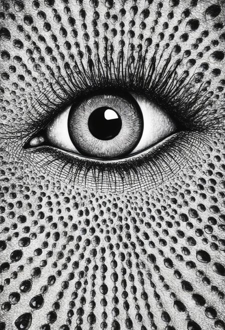 one big eye, looking at the viewer, judging the viewer