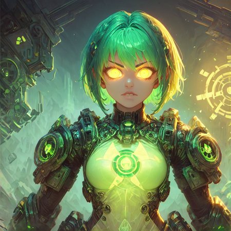 score_9, score_8_up, score_7_up,
 <lora:nuclearhazard_Pony:0.8>nuclearhazard,
girl,solo,,see-trought clothes,glowing eyes,short glowing bright green hair,front view,simetric,eye focus