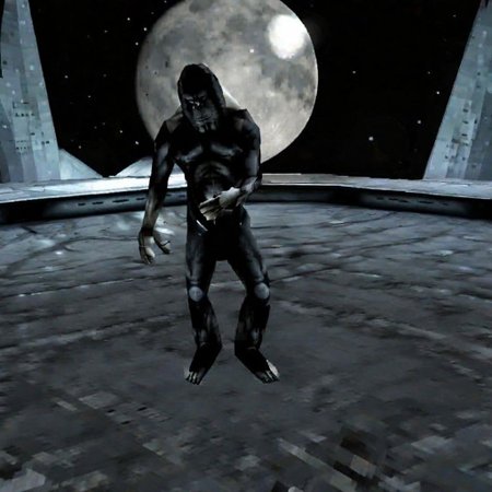 bigfoot, wearing all black rick owens outfit, under a 3d moon, ps2 graphics, unreal,