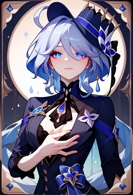 score_9_up, score_8_up, score_7_up, HONKAI STAR RAILWAY TAROT,
1girl, extreamly detailed, beautiful detailed face, complex detailed background, BREAK, 
Furina Black Clothes