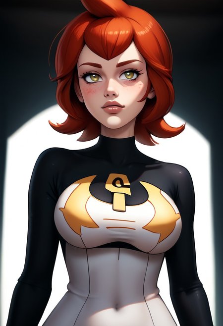 score_9, score_8_up, score_7_up, score_6_up, PRSNL_3_1, uncensored, pupils black dots, lips,
upper body, best quality, masterpiece, 4k, realistic, warm light,
mars \(pokemon\), bodysuit