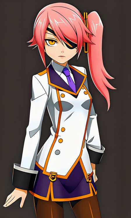 anime artwork illustrating Konoe_Ayatsuki_Mercury \(XB\), 1girl, solo, yellow eyes, long hair, skirt, simple background, breasts, small breasts, pink hair, pantyhose, uniform\(XB\), side ponytail,eyepatch. created by japanese anime studio. highly emotional. best quality, high resolution, Konoe_Ayatsuki_Mercury \(XB\), 1girl, solo, yellow eyes, long hair, skirt, simple background, breasts, small breasts, pink hair, pantyhose, uniform\(XB\), side ponytail,eyepatch, highly detailed, sublime, extremely artistic, cinematic, sharp focus, perfect composition, innocent