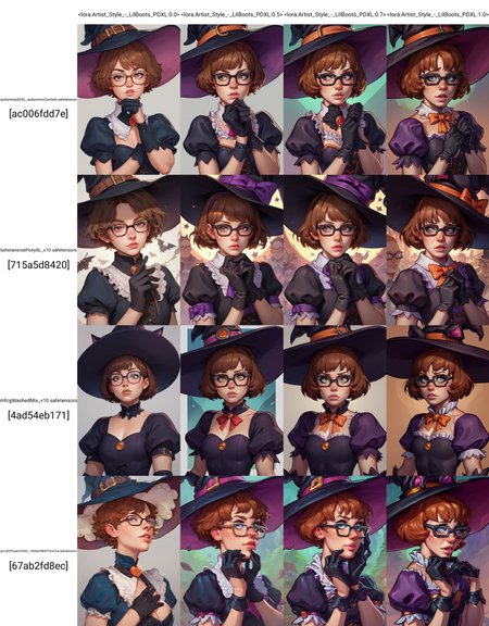 score_9, score_8_up, score_7_up, score_6_up, lilboots-dh BREAK
portrait, 1girl, short hair, brown hair,  black gloves, witch hat, fake animal ears, short sleeves, glasses, solo focus, puffy sleeves, lips, black headwear, freckles  <lora:Artist_Style_-_LilBoots_PDXL:0.0>
