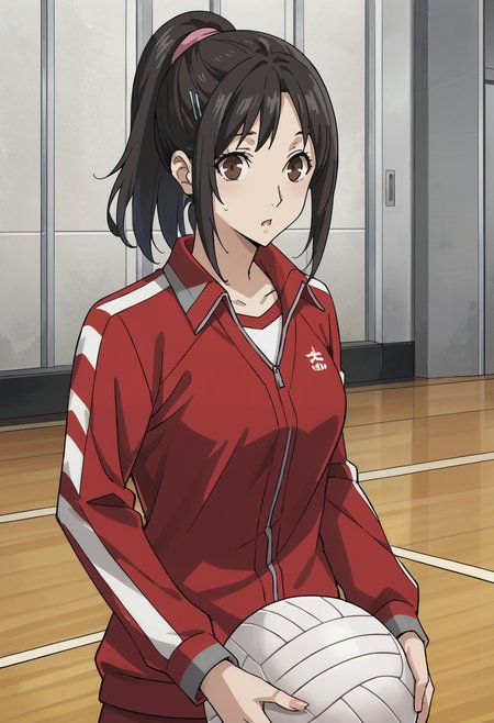 score_9, score_8_up, source_anime,
1 girl, solo, cute face,
p5shiho, black hair, ponytail, hair ornament, hairclip, brown eyes,
p5shiho-track, jacket, stripes, striped sleeves, track jacket, track suit,
school gym, volleyball court, standing, looking at viewer, surprised,
masterpiece, best quality, ultra detailed,