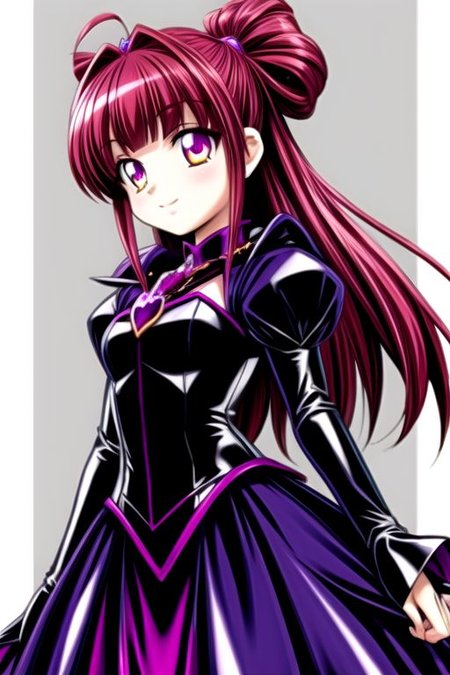 Bad_End_Precure, DarkPrecure, evil corrupted princess wearing dark pastel (ruffled:1) (gleaming latex:1) gown with (long latex vampire cloak:1) and latex gauntlets, soft lighting, ruffles,
(vmpr),
<lora:more_details:1>,