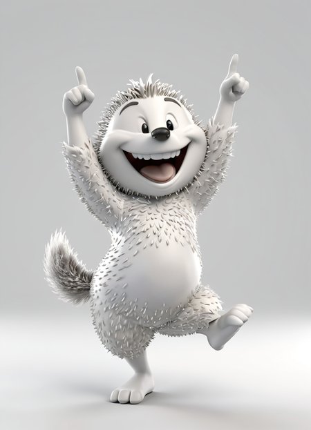 hedgehog dancing, 3d, render,white, plain background, victory pose, big smile,
 <lora:3DPrintingXL:0.8> WhiteMold