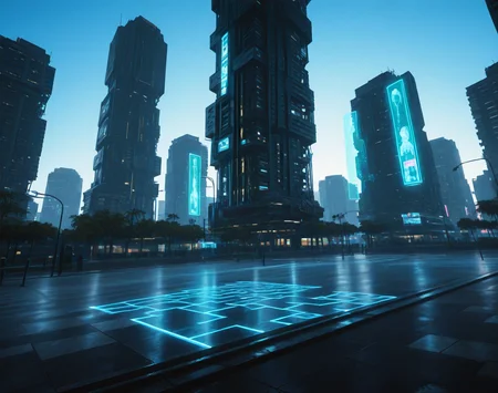 Cyberpunk Plaza (Background) (Illustrious) (AD)