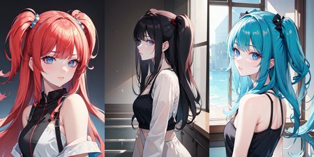 highly insanely detailed, masterpiece, top quality, best quality, highres, 4k, 8k, RAW photo, (very aesthetic, beautiful and aesthetic), two side up, 
__lazy-wildcards/dataset/background-color__, 
<lora:two_side_up-1.0:1>âââ