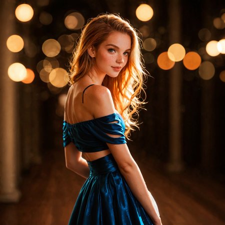 safe_pos, safe_pos, score_9, score_8_up, score_7_up, masterpiece, high quality, hyper realistic, 8k, detailed face, detailed eyes, (warm colors, bokeh, Natural skin, Freckles) BREAK 
cowboy shot, tall very skinny supermodel looking softly at the viewer, blonde or brown or ginger hair, cute face, elegant nose, thin waist, off-shoulder fashionable clothing with a hint of innocence and grace, elegant skirt, side view,
perfect lighting, studio photography,