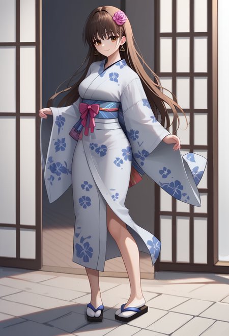 score_9,score_8_up,score_7_up,<lora:diesel_(nikke):1>,1girl,alternate_costume,black_footwear,bow,brown_eyes,brown_hair,closed_mouth,diesel_\(nikke\),floral_print,flower,full_body,highres,long_sleeves,looking_at_viewer,print_kimono,ribbon,sandals,sidelocks,smile,solo,standing,tabi,tachi-e,transparent_background,very_long_hair,white_kimono,wide_sleeves,yukata,zouri,