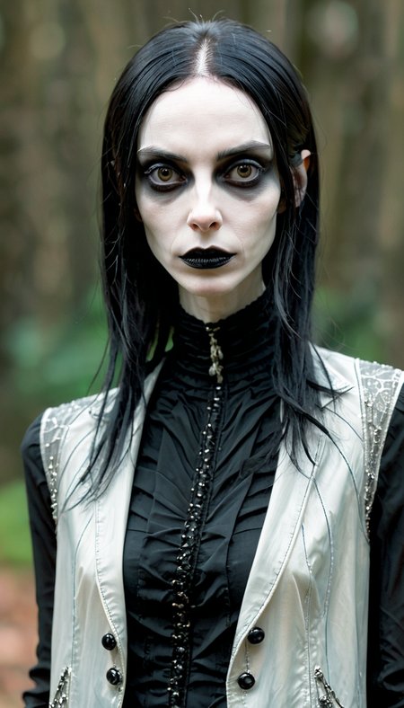 positiv Clip L:
 an award-winning close-up, face, skinny, Gothic, woman, an award-winning
positiv Clip G:
 an award-winning an impressive close-up of the face of a skinny Gothic woman that captivates the viewer. Her pale, porcelain-like skin appears almost supernatural, while her dark eyes exude depth and penetration , an award-winning