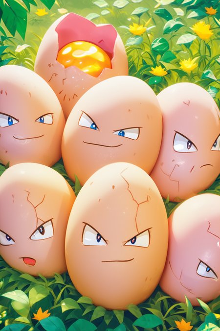 score_9, score_8_up, score_8,  ,,, , ,,, zzExeggcute, no humans,  <lora:ExeggcutePokedexPDXL:1.0>,  ,,,, BREAK, smile, closed mouth, looking at viewer, cowboy shot,  ,,, embedding:zPDXL, Expressiveh, ,,, <lora:MantisStyle_PDXL_v2:0.8>, <lora:SDXLFaeTastic2400:0.5>, <lora:Expressive_H-000001:0.4>,