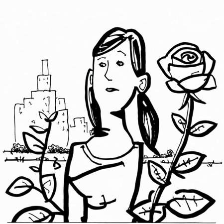 drawix19 girl and rose<lora:drawix19:1>