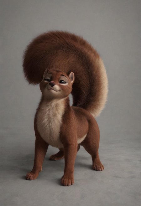Rainb0w M0rph  3d squirrel, (rainb0w fur), soft focus rainb0w squirrel