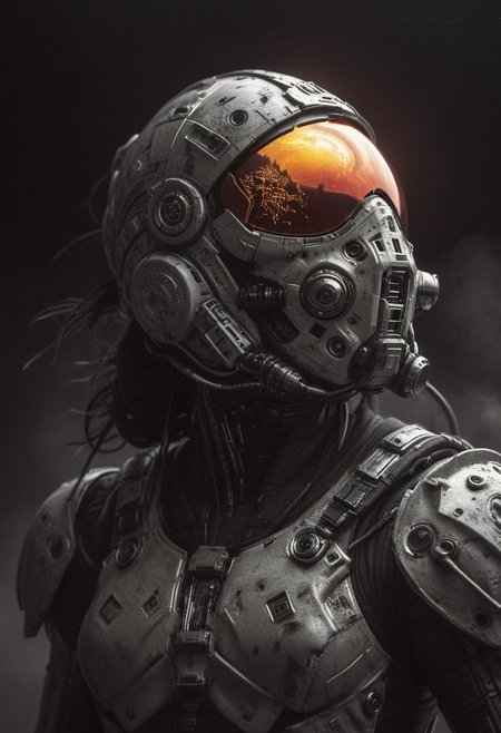closeup portrait photo of an angry Cyborg Samurai, macro, a captivating vibrant dark capturing the essence of a cyborg Bedouin sorcerer in fight stance, defying expectations by conjuring a whimsical robot 'freak' from an oversized sedge hat. ethereal, smoky backdrop. throwing a translucent red/tanslucent amber/black, weapon, katana, holding katana, atmospheric haze, Film grain, cinematic film still, shallow depth of field, highly detailed, high budget, cinemascope, moody, epic, OverallDetail, gorgeous, 2000s vintage RAW photo, photorealistic, candid camera, color graded cinematic, eye catchlights, atmospheric lighting, skin pores, imperfections, natural, shallow dof,
Behind him, the stars shimmer with distant promise, casting their ethereal light upon the scene. In this moment of solitude and reflection, the astronaut embodies the resilience of the human spirit, poised on the threshold of the unknown, grappling with the weight of what might have been.
In the depths of this nocturnal tableau lies the promise of exploration and discovery, where the spirit of the astronaut converges with the boundless possibilities of the cosmos. Though Earthbound for now, his spirit remains untethered, reaching out towards the distant stars with an unyielding resolve to explore, to discover, and to soar beyond the limits of imagination.