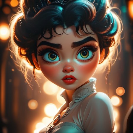 Score_9, score_8_up, score_7_up, score_6_up, BREAK <lora:3D_Fairytales_r2:1> 3D animated fairytale style meets romantic realism, large expressive eyes, soft facial features, hyper-detailed hair, golden hour lighting, warm bokeh background, inspired by Disney, Laika, and DreamWorks