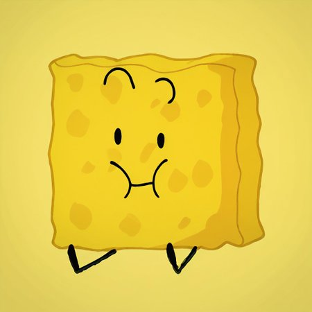 score_9, score_8_up, score_7_up, solo, anthro sponge, yellow sponge body, rectangular character, bumpy edges, soft texture appearance, spongy body, spotty surface, rounded rectangular shape, dot eyes, thin stick limbs, black limbs, black eyes, front side