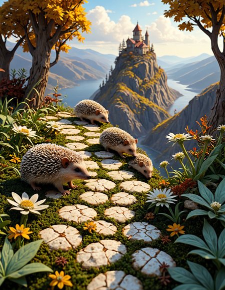 surreal landscape,creator landscape,stale of Thomas Cole (Hudson River School), Alpine tundra dotted with edelweiss, animal bones weathering, roman mosaic floor fragments,hedgehog snuffling in leaves.
 <lora:LCMTurboMix_DPM_SDE_Karras:0.7>,
<lora:Flux-style-xl-lora:0.7> flux-style,
<lora:extremely_detailed:0.7> extremely detailed,
<lora:WildcardX-XL-Detail-Enhancer:0.3>,
<lora:add-detail-xl:0.7>,
BeyondSDXLv3,
(8k,highly detail, cool colors, grand illumination, dynamic cinematic perfect background, stunning detail,absurd detail, high quality, masterpiece,aesthetic, illustration, perfect composition, intricate details, absurdres),