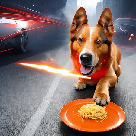A dog eating spaghetti, BattlefieldStyle-SDv2