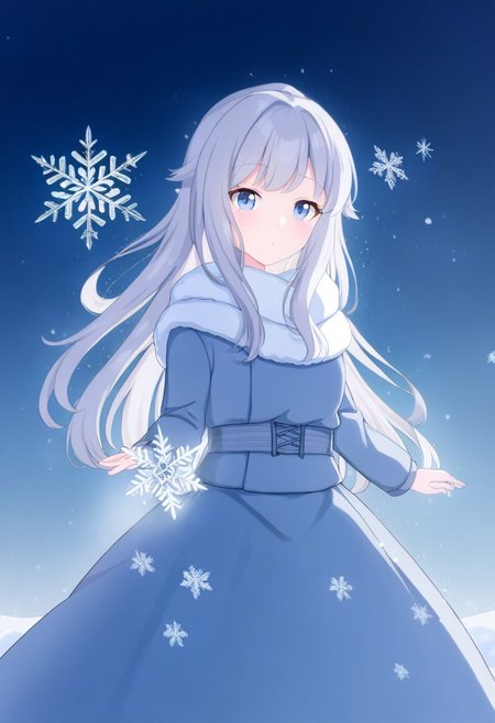 (1girl , solo ,  ),snow,  snowflake ,  background