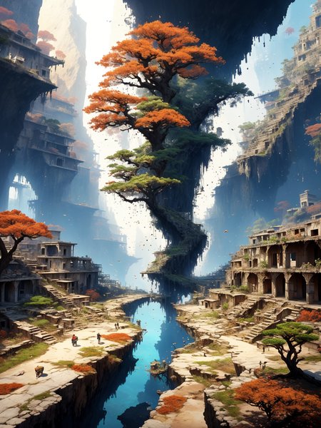 <lora:Cosmic anime-oil fusion v2:1>, Bonsai of a landscape of a Phenomenal Awful (Herculaneum:1.1) and Gypsy Underwater Canyon, indoors, Fall, Sketch, Hopeful, Bloom light, Concept Art World