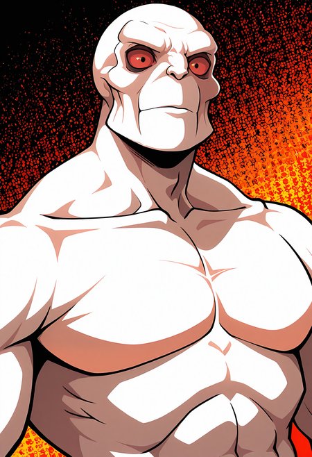 masterpiece, best quality, amazing quality, dutch angle, dynamic angle, abstract background, BREAK
solo, male, fd_killface, white body, bald, red sclera, muscular male, upper body focus, BREAK
<lora:cfg_scale_boost:.5>  <lora:Evelyn_Killface_-_Frisky_Dingo_-_ILXL:1>