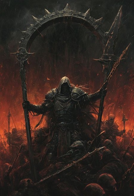 Completely Helm's fall absolutely nothing, pure black, detailed, but the Lord of the Rings of life are rising, FastNegativeV2, ral-dissolve,(James Ensor,Unica Zurn,Zdzislaw Beksinki:1.3), Skeletons,Weeping statues, Paranormal,Apparition, (Metallics:1.1), (Shape:1.1), (Monotyping:1.1), (Strobe light:1.3), Stone, Rhombus, ultra detailed, intricate, oil on canvas, dry brush, (surrealism:1.1), (disturbing:1.2) <lora:khorne:0.7> <lora:methurlant:0.5>
The king's guards fell like wheat before the scythe, their cries of alarm silenced by the swift and merciless blades of the assassin knights. In the heart of the fortress, they confronted the tyrant king himself, a figure wreathed in shadows and crowned with a crown of thorns.
A fierce battle ensued, the clash of steel and the crackle of dark magic filling the air with a palpable sense of impending doom. Sirah's daggers danced like silver serpents, finding their mark with unerring accuracy, 
creating a hyperpunk scene with desaturated translucent DARK Red and beige details, colorful (polaroid:0.7) with vibrant colors, (vacations, high resolution:1.3), (small, selective focus, european film:1.2), (sexual advance:1.1), ,end of hopes ,silence, extremely detailed,dark,sad, easynegative, digital artwork by Beksinski, extremely detailed, dark, chiaroscuro, low-key,in the style of Kelly Slater ,style by Kelly Slater,closeup,digital artwork by Beksinski, style of Kelly Slate