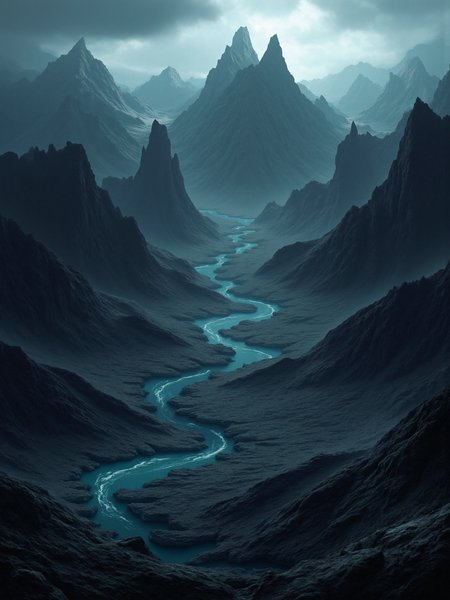 anm-prspct, high anm-prspct angle view, photo showing A surreal mountain range with fluid, shifting peaks and valleys blending seamlessly.,  Dark Fantasy extremely detailed, ideal for wallpaper art, <lora:anm-prspct_v01r7_F1D:1>