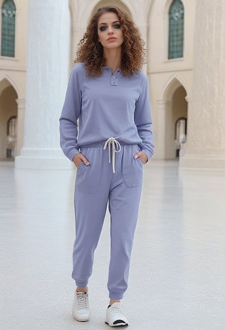 Stable_Yogis_PDXL_Positives 
<lora:train_Sweat_Suit_by_Stable_yogi_bsy_PONY:0.8>
 wearing a 99sweatsuit99 in Violet color,   pockets, long sleeves, full body,  shoes,
beautiful face, Smoky eyes makeup style, Frizzy curls hairstyle, Golden brown hair_color, gothic cathedral interior