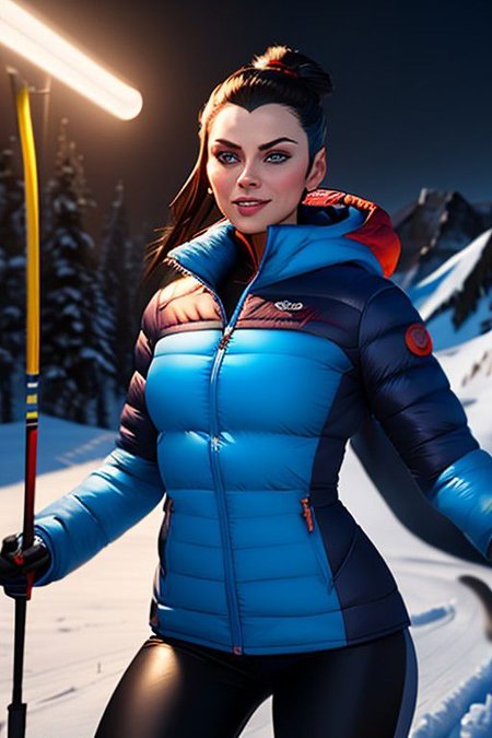 <ti:SkinDetail> <ti:HairDetail> <ti:epiCNegative> , masterpiece, ultra detailed background, intricate detail, highly detailed, fine details best quality, hyperdetailed face, 1girl, solo, complex detailed background, cowboy shot, smile,  dynamic lighting, volumetric lighting, cinematic lighting, Trending on Artstation, Unreal engine, WLOP, Artgerm, raytracing, Splash Art, Global Illumination, IMAX, Cinema 4D, 8k resolution concept art, 12k 3D, the best quality, analog style, redshift style, Azula, topknot, Azula from the Last Airbender, downhill snow skiing, wearing tight ski parka and snowpants, skiing in Vail Colorado, tanned pale skin, of Euro-American heritage, firebending