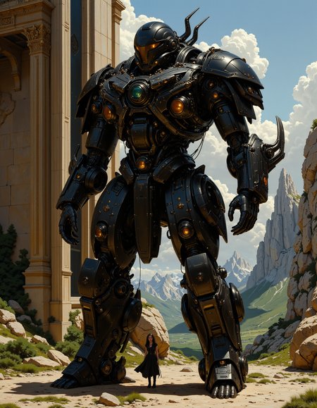 bulky, massive, heavy, hulking, weighty, voluminous highly dynamic pose of  female cyborg  in standing in front of a futuristic cyberpunk  building <lora:artilands:0.5> <lora:Classic_Paint:0.5> <lora:RM_TacExoGear_v0.2:0.7> TacExoGear, Exosuit, Tactical, Futuristic,  <lora:flux.1_lora_flyway_Epic-Characters_v1:0.6>