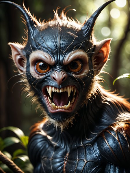 cinematic film still evil spider monkey,open maw,cinematic film still photography in the style of detailed hyperrealism photoshoot,creature,fantasy,James Christensen,grim grimsly,clive barker,bold lines,hyper detailed,. shallow depth of field,vignette,highly detailed,high budget,bokeh,cinemascope,moody,epic,gorgeous,film grain,grainy,<lora:xl_more_art-full_v1:0.3>,<lora:add-detail-xl:2>,, glow effects, godrays, Hand drawn, render, 8k, octane render, cinema 4d, blender, dark, atmospheric 4k ultra detailed, cinematic, Sharp focus, big depth of field, Masterpiece, colors, 3d octane render, 4k, concept art, trending on artstation, hyperrealistic, Vivid colors, extremely detailed CG unity 8k wallpaper, trending on CGSociety, Intricate, High Detail, dramatic, Ultra-HD-details . shallow depth of field, vignette, highly detailed, high budget, bokeh, cinemascope, moody, epic, gorgeous, film grain, grainy
