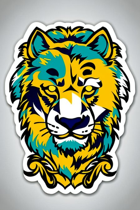 leo animal ((stickers)) retro (high quality) <lora:stickersAnimeStyle_v10:0.6>, closeup