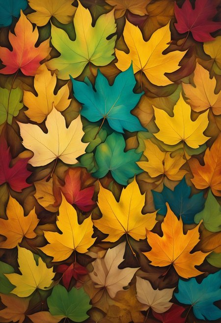 masterpiece, ultra HD, ultra detailed, ultra realist, hyperkraximalism, midjourneyv6.1, a pile of autumns color leaves, leaf, many leaves,