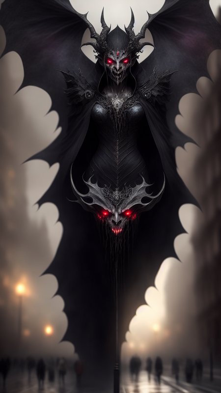 vampire, on a city street, london, street lamp, ominous, creepy, horror, horns, membranous wings,
chromatic aberration, depth of field, soft lighting, masterpiece, best quality, intricate, tone mapped, highly detailed, artstation, concept art, smooth, sharp focus, dramatic lighting, highly detailed artwork, cinematic, hyper realistic painting, trending on Artstation, 8K, incredible shadows, realistic, (highly detailed background:1.0), lightning strike, lightning, storm, raining, cloudy sky, flames, backlighting, mist, fog,
glowing red eyes, detailed eyes, distinct pupils, ominous aura Halo, blood, bleeding, silver chains, fangs, smile, snarl, wild hair,
vmpr