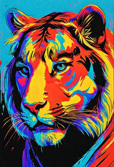 impactful color paint of, a Tiger, highly detailed, vibrant colors , 8k, sharp, professional, clear, high contrast, high saturated, , vivid deep blacks, crystal clear