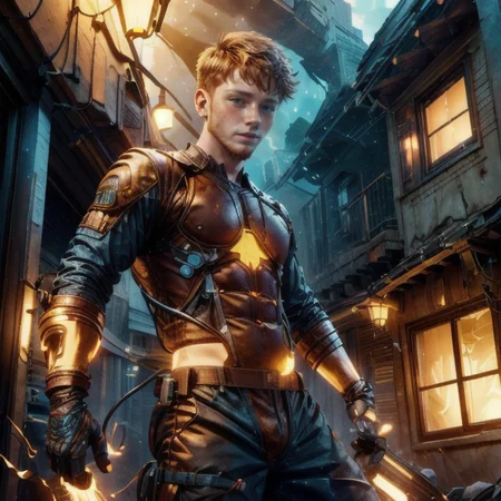 a man, action portrait of <lora:dg_Finn_v1:1> dg_Finn as a technician working in a dangerous location <lora:JoltTech:0.6>,    jolttech,, (Cinematic photograph :0.8), UHD, 4k, ultra detailed, epic, inspiring, beautiful lighting, artistic composition, (action photo by Steve McCurry:0.9), quarter turn,1/4 body pose, upper body view, averted gaze, film grain, high quality, warm colors, colorful, <lora:add_detail:0.8>, <lora:FujiVelvia50:0.35>, <lora:color_temperature_slider_v1:1>, OverallDetail, <lora:Volumetric Lighting_20230531200634:0.2>, volumetric lighting, backlight, rim light, <lora:epi_noiseoffset2:0.25>,