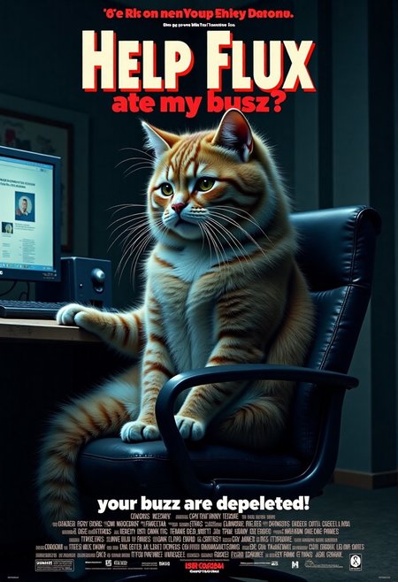 a realistic picture,((((Display the text " help flux ate my buzz??" on top a movie poster)))) 
Movie poster of very buff Cat sitting in chair, crying, in front of his gaming computer, in dark. dim light, 49 inch ultra wide screen that display "your buzz are depleted))8k, ultra detailed, 
BREAK,   <lora:cashbaba:0.6>  <lora:xl_more_art-full_v1:0.5> I  background:  logo:1.9 <lora:Harrlogos_v2.0:1.9>, (full body shots),u ))8k, ultra detailed, 
BREAK,  <lora:cashbaba:0.6>  <lora:xl_more_art-full_v1:0.5> I  background:  logo:1.9 <lora:Harrlogos_v2.0:1.9>, (full body shots),