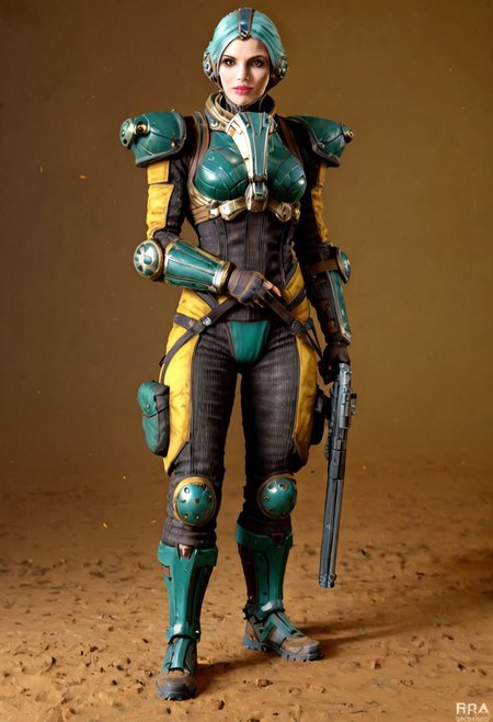 badass Grineer lancer, grineer lancer, teal grineer,  Wearing mask, mask on, grineer mask, grineer mask on, yellow eyes,  1boy, grineer lancer outfit, wearing grineer mask, holding gun, grineer gun, grakata, holding grakata, 
(Grineer mask), , (dark shot:1.17), ((epic)) realistic, faded, , art, (hdr:1.5), (muted colors:1.2), hyperdetailed, (artstation:1.5), cinematic, warm lights, dramatic light, (intricate details:1.1), complex background, (rutkowski:0.8),((full body:1.9)), by Blizzard entertainment, big armor, l, wearing corpus helmet, low light, facing camera, lot of details, detailed armor, half side portrait, on corpus tileset, (night time),