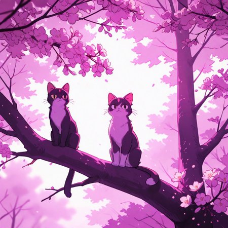 A monochromatic, black-and-white photograph of two cats sitting on a tree branch, facing each other in an intimate and harmonious pose. The left cat is black, while the right cat is white, creating a striking contrast. They are surrounded by delicate, blooming branches with small flowers, adding a serene and romantic atmosphere. The background is softly blurred, focusing the viewer's attention on the cats and their interaction. The lighting is soft, emphasizing the texture of their fur and the gentle ambiance of the scene.
<lora:Anime v1.3:1.2> <lora:Blue_Future:0.9> <lora:Ethereal Brush Anime v2.0:0.6> <lora:It's a LoRA for portraits, BUT! actually specialized in backgrounds. v1.0:0.2>
,blue sphere on background