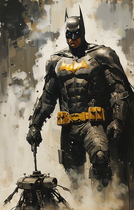 masterpiece,best quality,<lora:tbh223-sdxl:0.9>,illustration,style of Greg Capullo,batman,  portrait of Housework robots