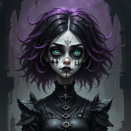2d, sad elitist,ink Electromagnetic Steampunk Goth Girl  Underworld Vendetta, highly detailed, Bewitching, Reflected light, dark violet, eerie, gritty <lora:fx-01:1.2> <lora:surrealism-v1:1> <lora:art-v5:.35>  <lora:usual-portrait-v2:1>