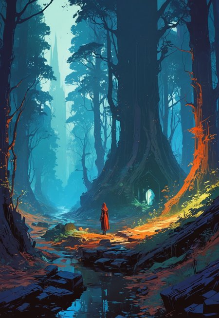 by Syd Mead , by Ephraim Moses Lilien , by Ismail Inceoglu , a ethereal transient Elven Beauty in a magic forest , in the (style of  isometric game art:1.6), Macabre style, dark, gothic, grim, haunting, highly detailed,,  limited dark palette, unusual colors, atmospheric haze, highly dramatic volumetric lighting.