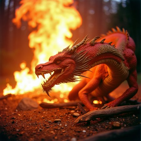 Shot with a Holga camera, a dragon breathing fire