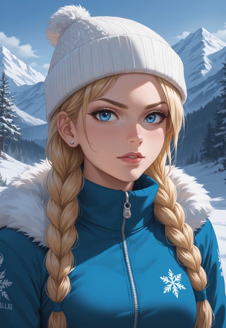 score_9, score_8_up, score_7_up, 1girl, solo, arctic explorer, insulated winter gear with fur trim and reflective accents, long braided blonde hair with a warm knitted hat, realistic, cinematic angle, cinematic lighting, athletic body, determined face, piercing blue eyes, adventurous pose
BREAK
trekking through a snowy mountain range
BREAK
source_adventure_art, rating_explicit, expressive, full body, dynamic pose
BREAK
detailed beautiful background, majestic snowy mountains with towering peaks and glistening ice formations, dense pine forests and frozen lakes, distant glaciers and icy waterfalls, serene atmosphere with a sense of adventure and endurance
<lora:Expressive_H:0.6>Expressiveh, (SimplepositiveXLv1:1.3), (upper body, full clothed:1.85) ((masterpiece)) (ultra realistic, 32k, masterpiece:1.2), (high detailed skin:1.1), (high quality:1.1) (((full clothed))) <lora:DandonFuga_Style_v.2_-_Pony:0.8> 
<lora:add-detail-xl:1> 
<lora:Dynamic Poses:1>